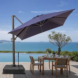 Crestlive Products - 13ft Aluminum Slide-tilt Cantilever Patio Umbrella with 350lbs Pull rod Wheel Base - Navy blue