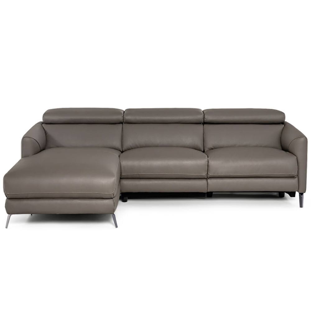 Front. Kadyn - Loveseat Sofa, Modern Couch, Leather Air Power Reclining Sectional Sofa with Adjustable Headrests-Gray - Gray.