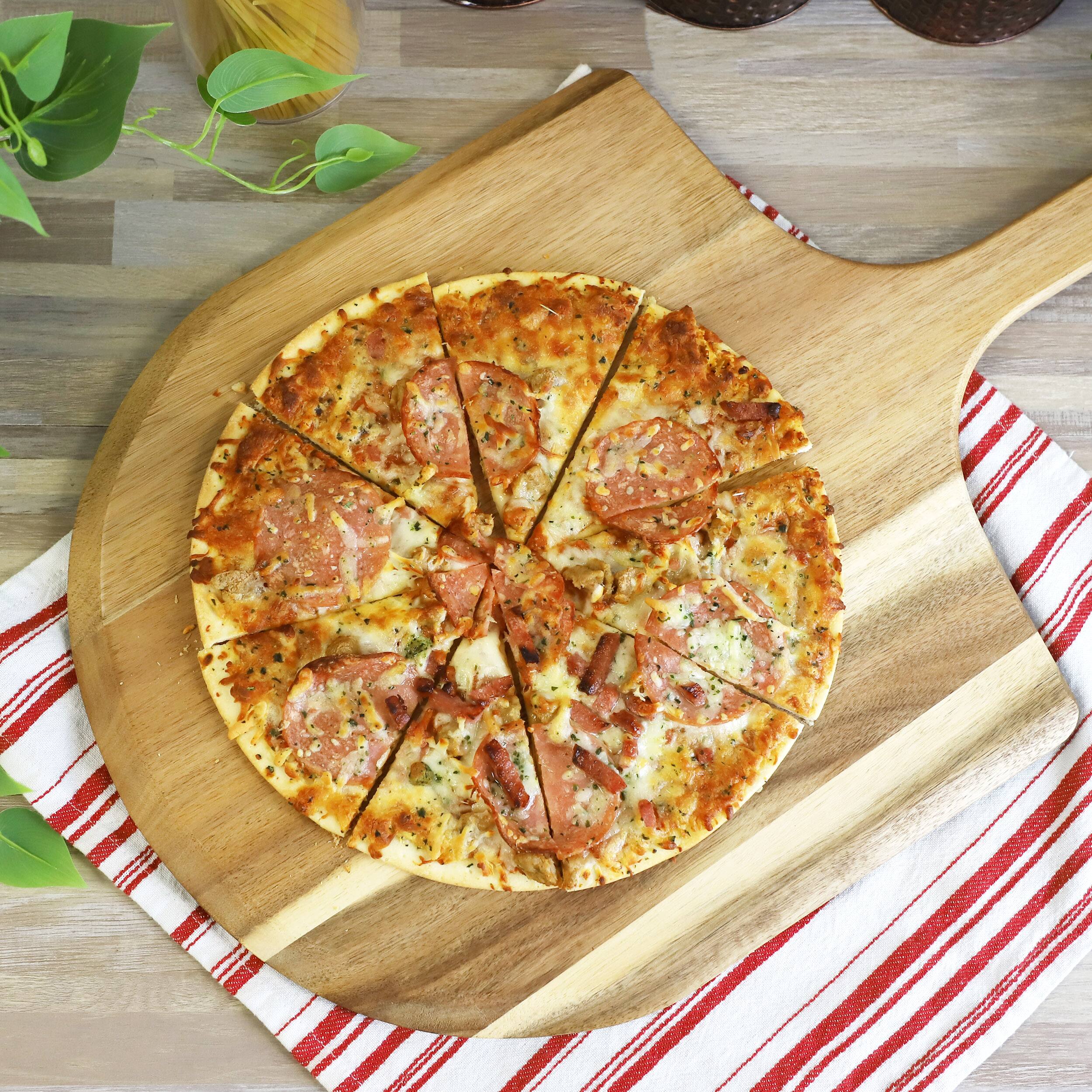 Alt View 4. MegaChef - MegaChef Acacia Wood Pizza Peel and Serving Board - Brown.