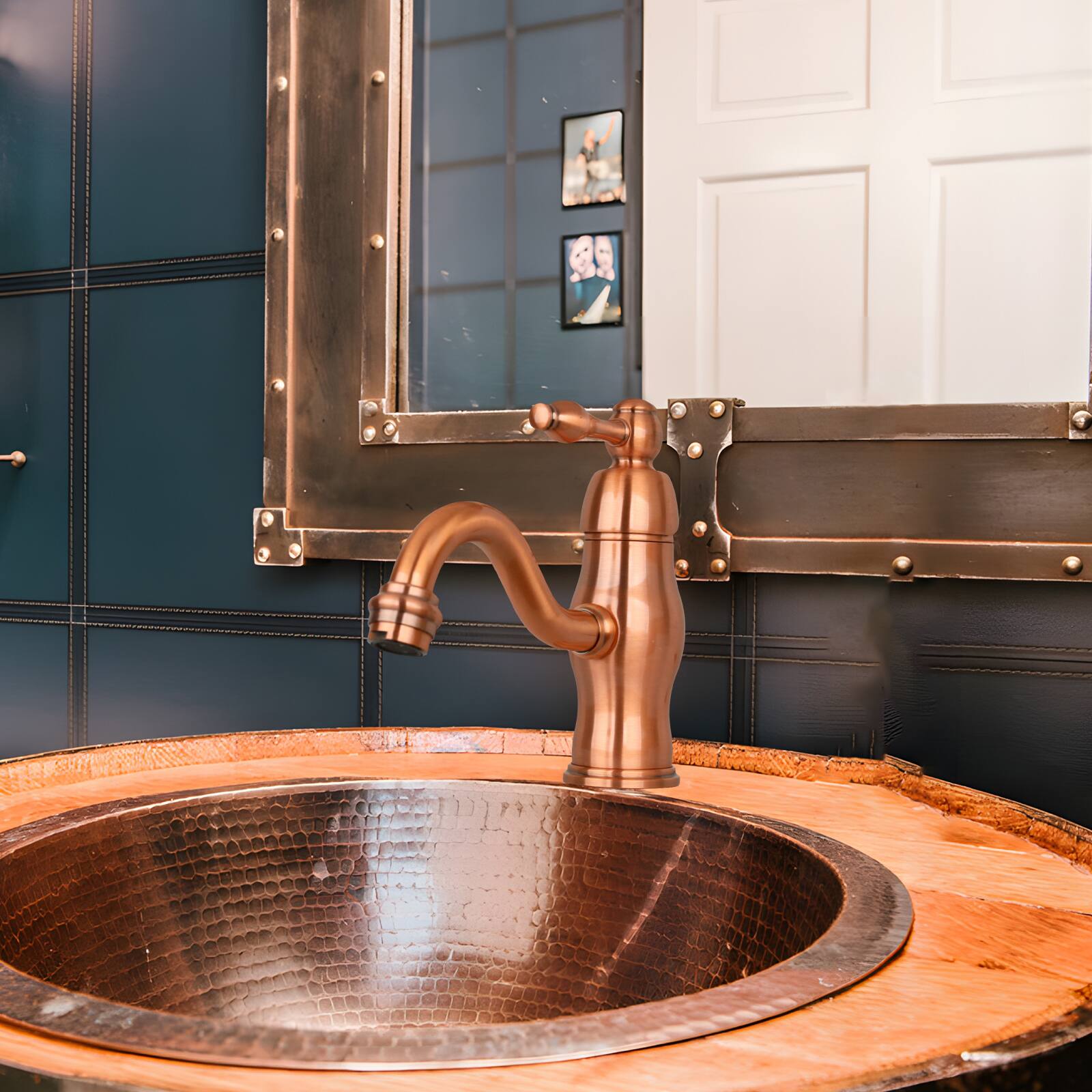 Alt View 3. Akicon - Akicon Solid Brass Single Handle Bathroom Basin Faucet Basin Mixer Tap in Copper - Copper.