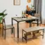 Angle. Costway - 4pcs Dining Table Set Rustic Desk 2 Chairs & Bench w/ Storage Rack Grey - Grey.