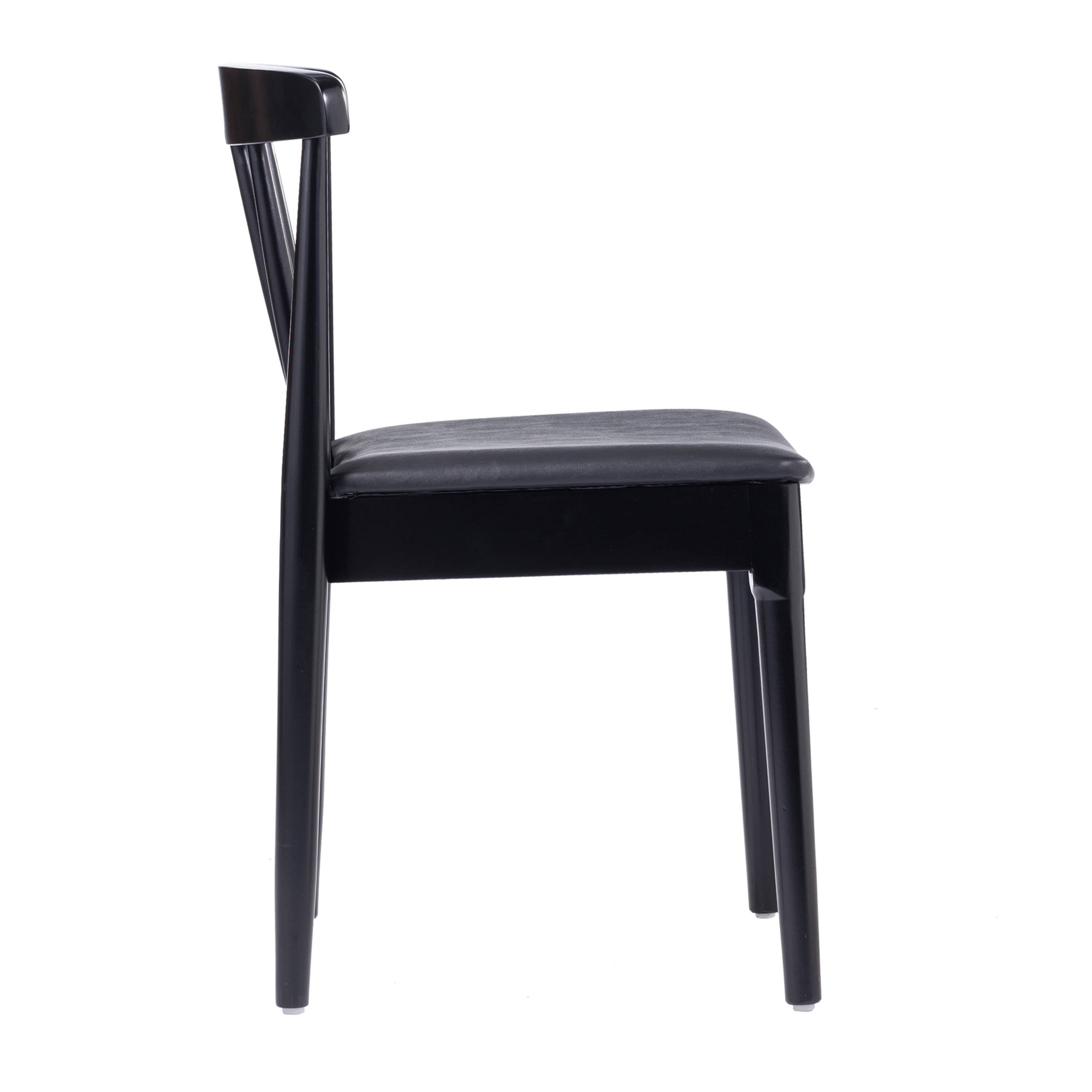Alt View 7. Emma + Oliver - Charlize Solid Wood Dining Chair with Spindle Backrest and Vinyl Seat - Black Vinyl Seat/Black Wood Frame.
