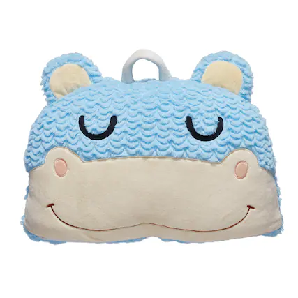 Front. Teamson Kids - Fantasy Fields Pajama Party Time Hippo Plush Sleeping Bag - Blue.