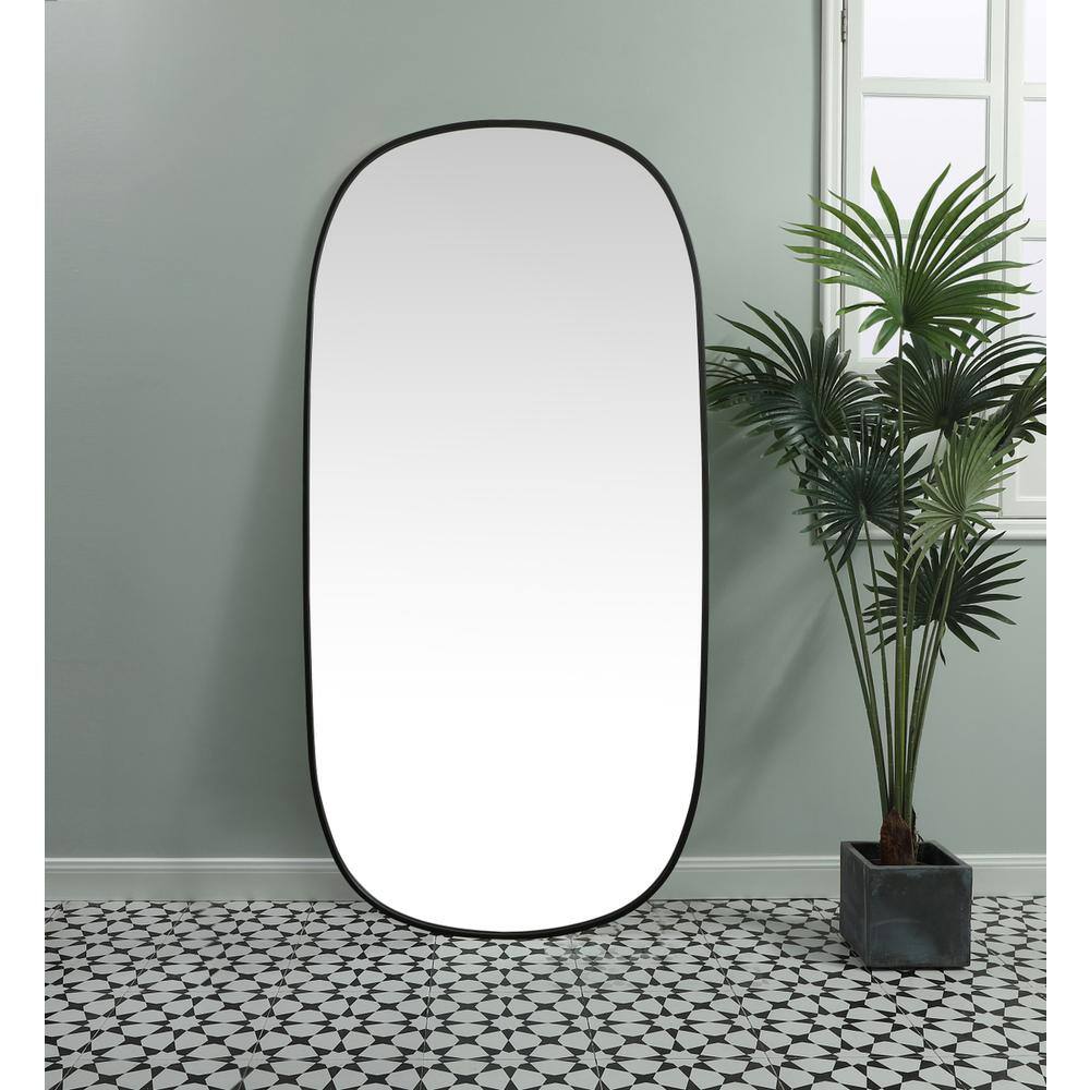 Alt View 5. Elegant Decor - Metal Frame Oval Mirror 30x60 Inch in Black - Black.