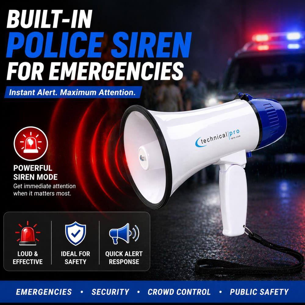 BUILT-IN POLICE SIREN FOR EMERGENCIES  
Instant Alert. Maximum Attention.

POWERFUL SIREN MODE  
Get immediate attention when it matters most.

LOUD & EFFECTIVE  
IDEAL FOR SAFETY  
QUICK ALERT RESPONSE  
EMERGENCIES  
SECURITY  
CROWD CONTROL  
PUBLIC SAFETY