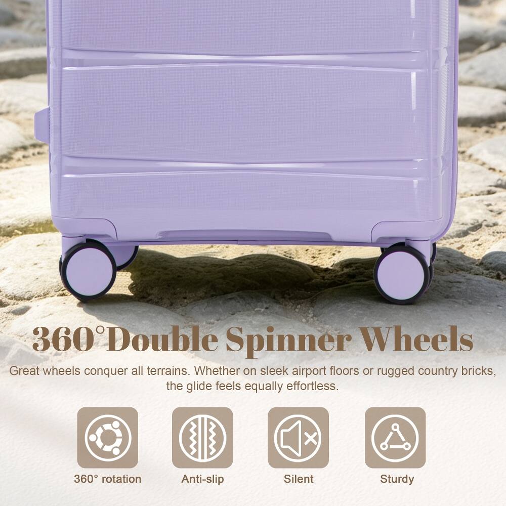 360° Double Spinner Wheels

Great wheels conquer all terrains. Whether on sleek airport floors or rugged country bricks, the glide feels equally effortless.

- 360° rotation
- Anti-slip
- Silent
- Sturdy