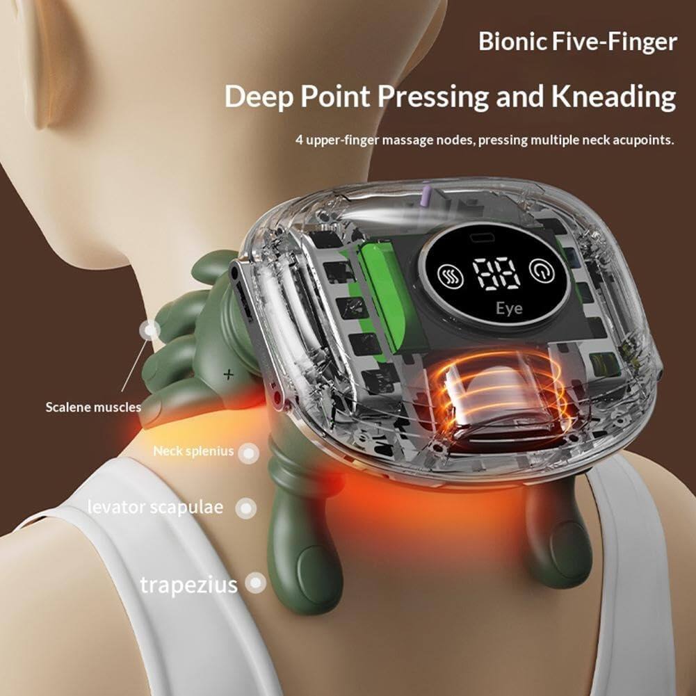 Bionic Five-Finger Deep Point Pressing and Kneading  
4 upper-finger massage nodes, pressing multiple neck acupoints.  

SSS BE Eye + Scalene muscles  
Neck splenius  
levator scapulae  
trapezius