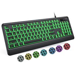 Comfort Essence - Wired Backlit For Lighted Usb Keyboards With 7 Colors Backlight Full Size Computer Numeric Keypad Compatible - Default