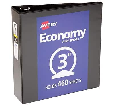 Avery Economy View Binder  
3"  
Holds 460 Sheets