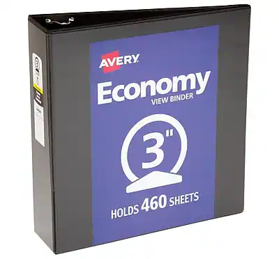 Avery Economy View Binder
3"
Holds 460 Sheets