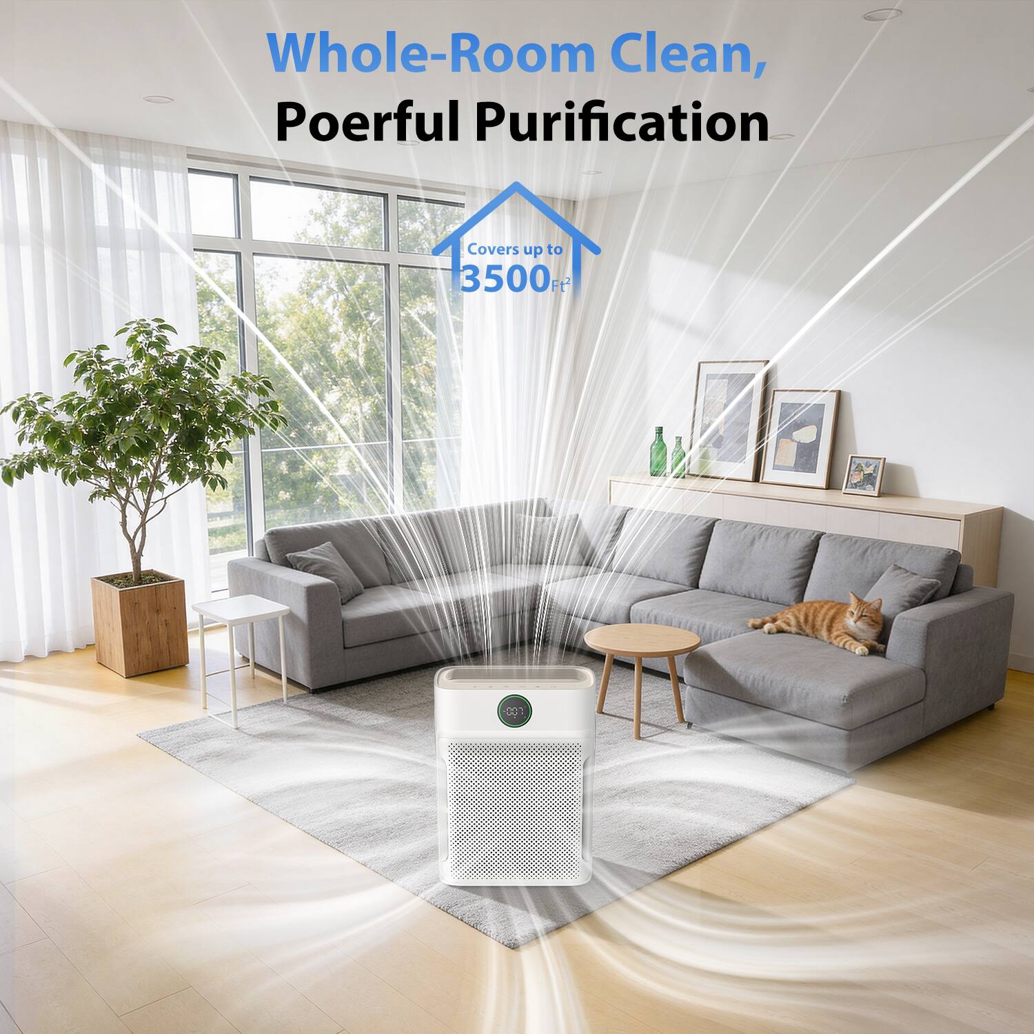 Whole-Room Clean, Powerful Purification  
Covers up to 3500 Ft²