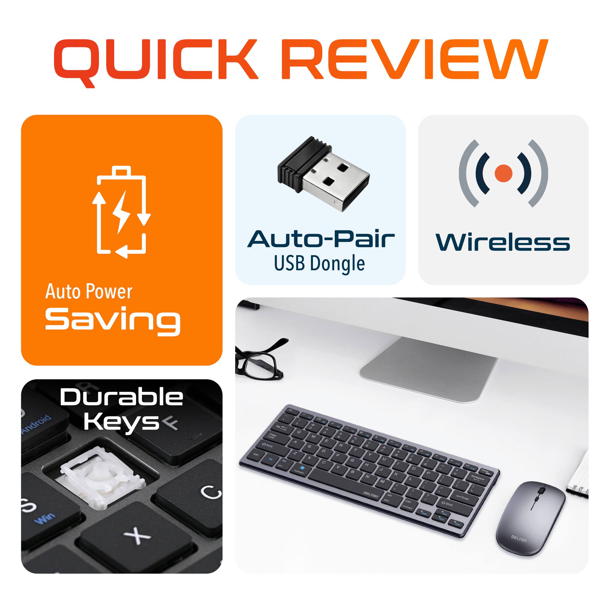 QUICK REVIEW Auto-Pair Wireless USB Dongle Auto Power Saving Durable Keys