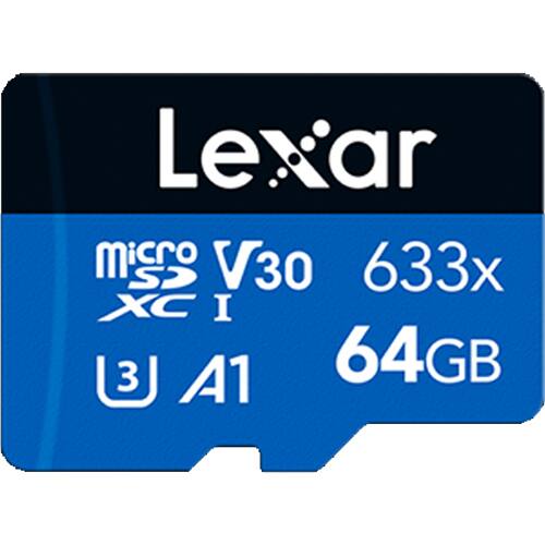 Lexar  
microSDXC I  
V30 633x  
A1  
64GB