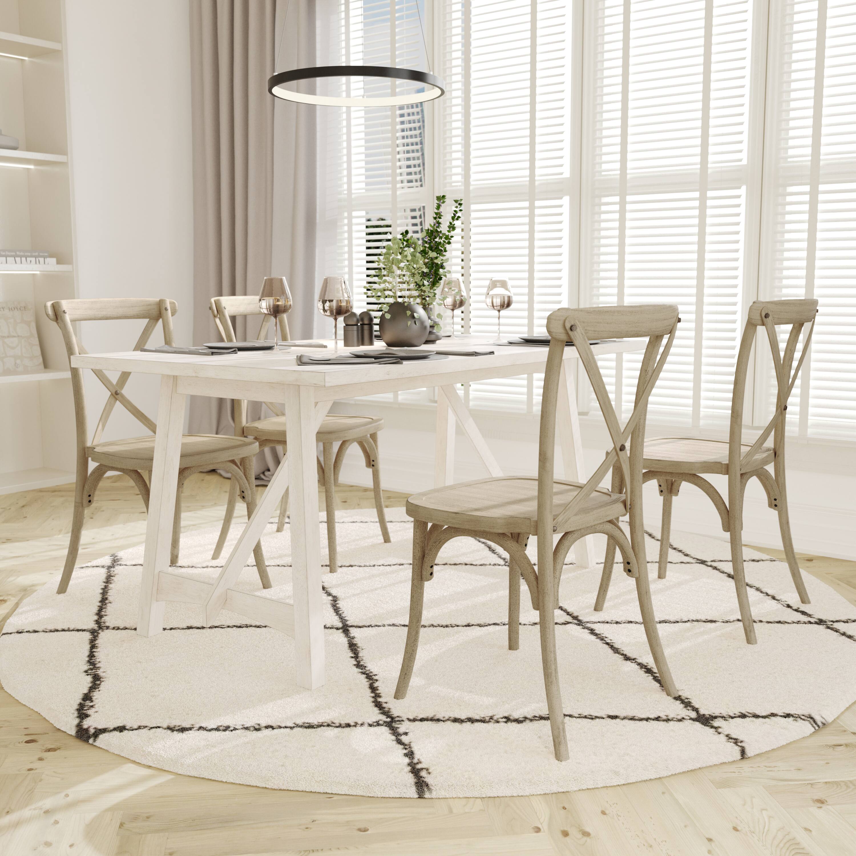 Alt View 3. Emma + Oliver - Hensler Weather-Resistant Wood Look Stackable Resin Cross Back Chair for Indoor/Outdoor Use - Light Oak.