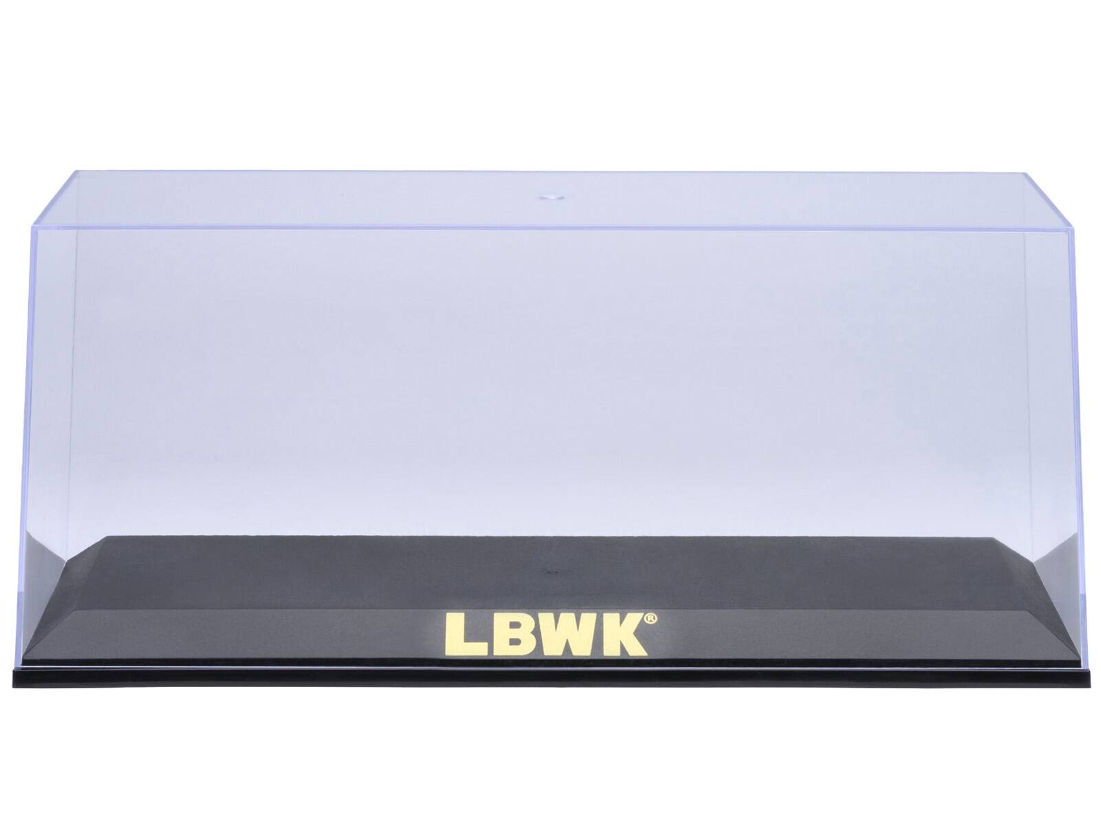Left. Autoart - Collectible Display Show Case with Black Plastic Base and Gold "LBWK" Logo for 1/18-1/24 Scale Model Cars by Autoart - Black.