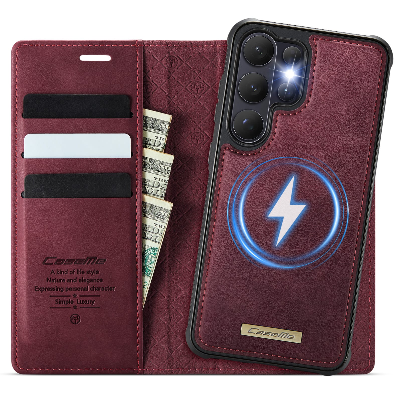 Dteck - for Samsung Galaxy S26 Ultra Detachable Wallet Case, 2 in 1 PU Leather Flip Folio Case with RFID Blocking Phone Cover - Red