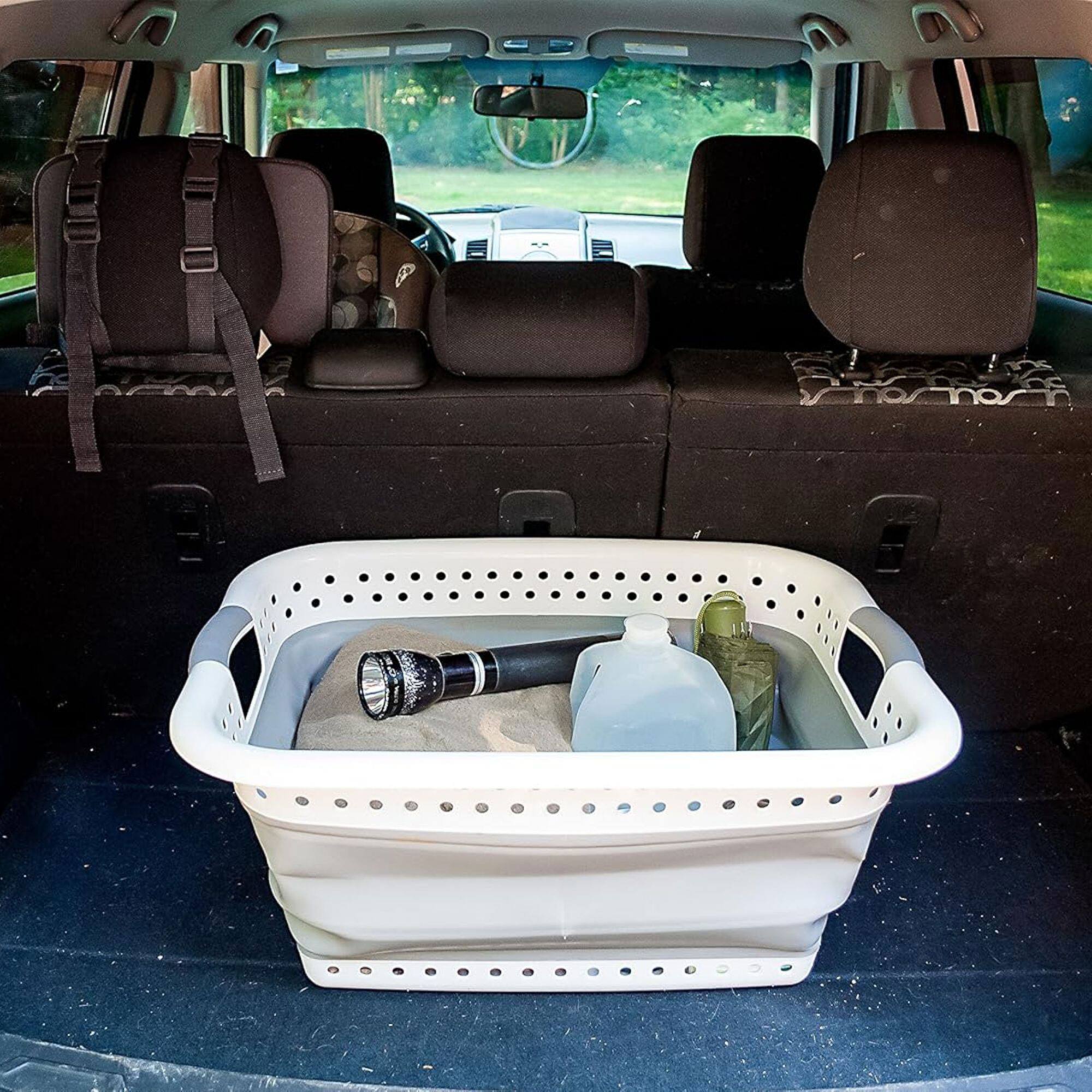 Alt View 1. Camco - Camco Collapsible Laundry Basket, Plastic Bin, Handles for Storage, Large, White - White.