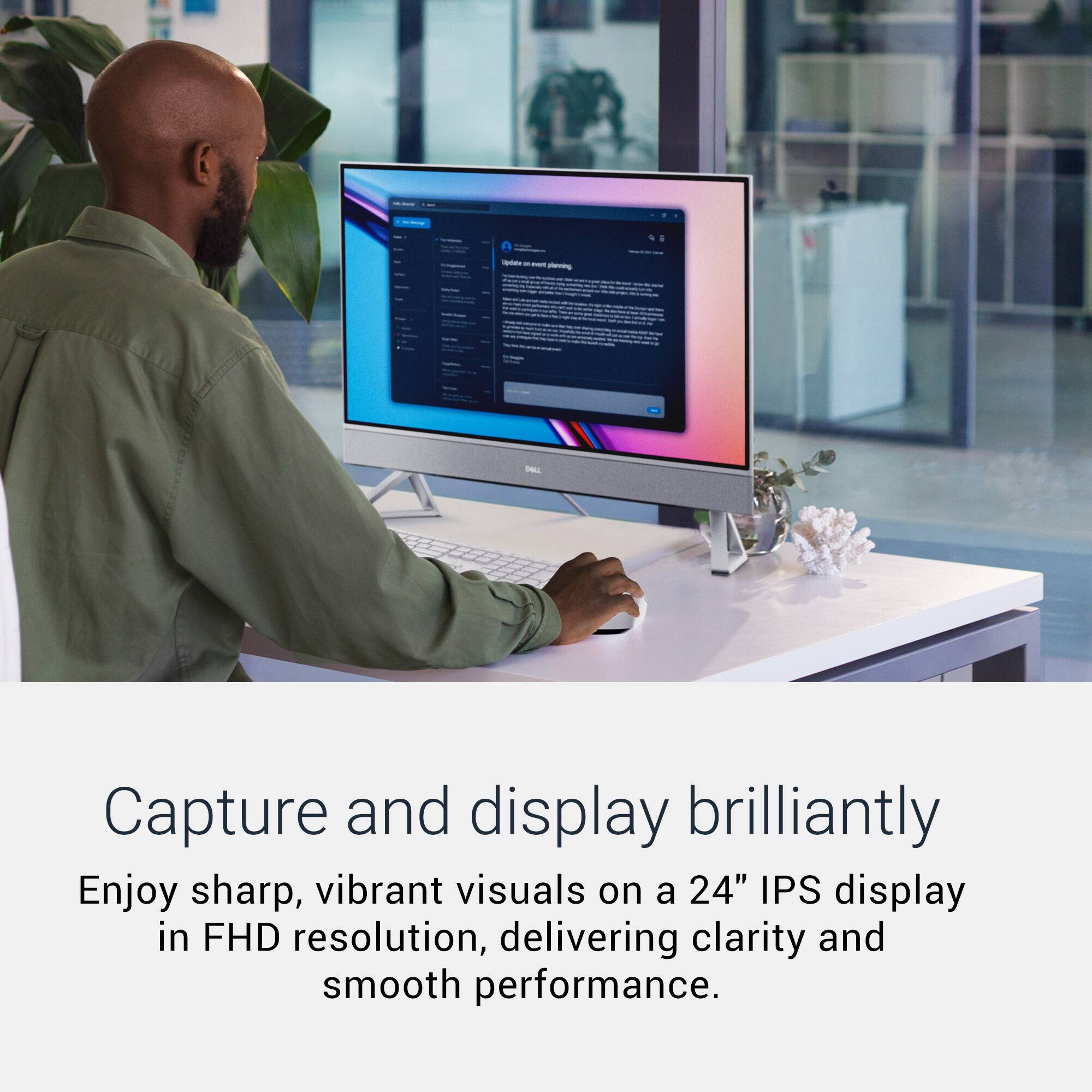 Capture and display brilliantly

Enjoy sharp, vibrant visuals on a 24" IPS display in FHD resolution, delivering clarity and smooth performance.