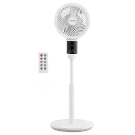 VEVOR - 9-Inch Pedestal Fan, 80° Oscillating Standing Floor Fan with Quite DC Motor, Remote Control, 9 Speeds & 4 Smart Modes - White