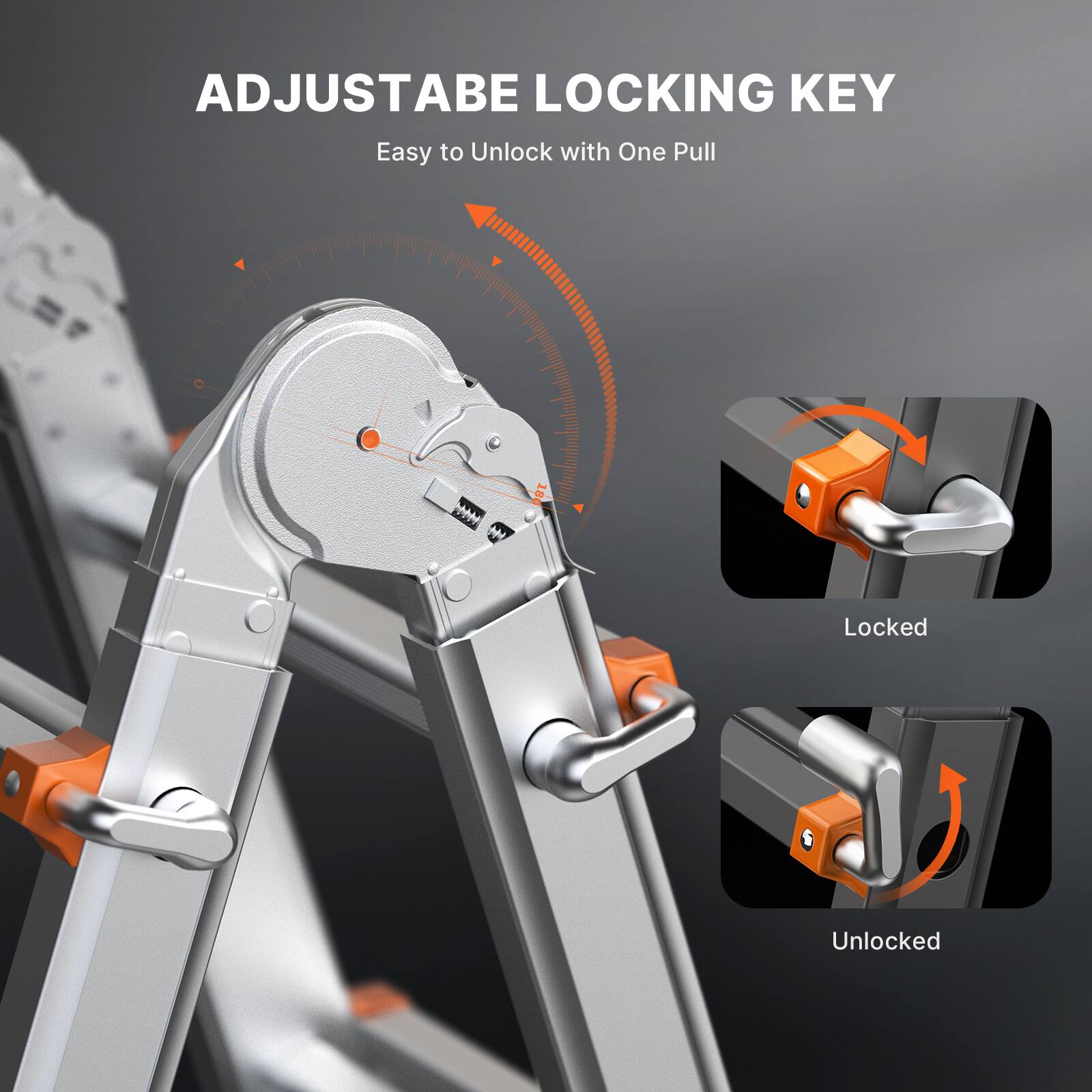 ADJUSTABLE LOCKING KEY  
Easy to Unlock with One Pull  

Locked  
Unlocked