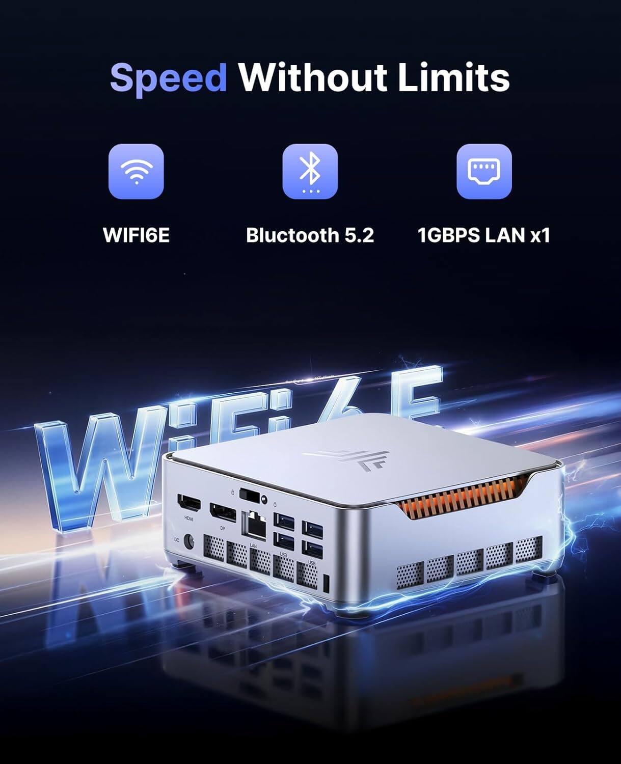 Speed Without Limits  
WIFI6E  
Bluetooth 5.2  
1GBPS LAN x1