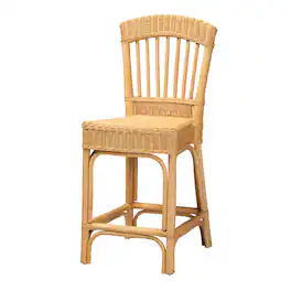 bali & pari - Barito Modern Bohemian Natural Rattan Counter Stool - Natural Brown/Light Honey