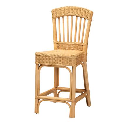 Front. bali & pari - Barito Modern Bohemian Natural Rattan Counter Stool - Natural Brown/Light Honey.