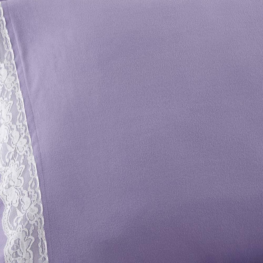 Alt View 2. Shavel Home Products - Shavel Micro Flannel Lace-Edged Sheet Set - Cal King Flat/Fitted Sheet 108x110/84x72x18" 2-Pillowcase 21x40" - Amethyst. - Amethyst.