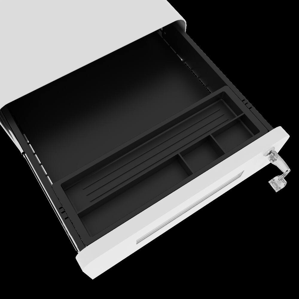 Alt View 10. Loheer - Loheer 3-Drawer Mobile File Cabinet White Metal Rolling File Cabinet with Lock Fully Assembled Anti-Tip Design.