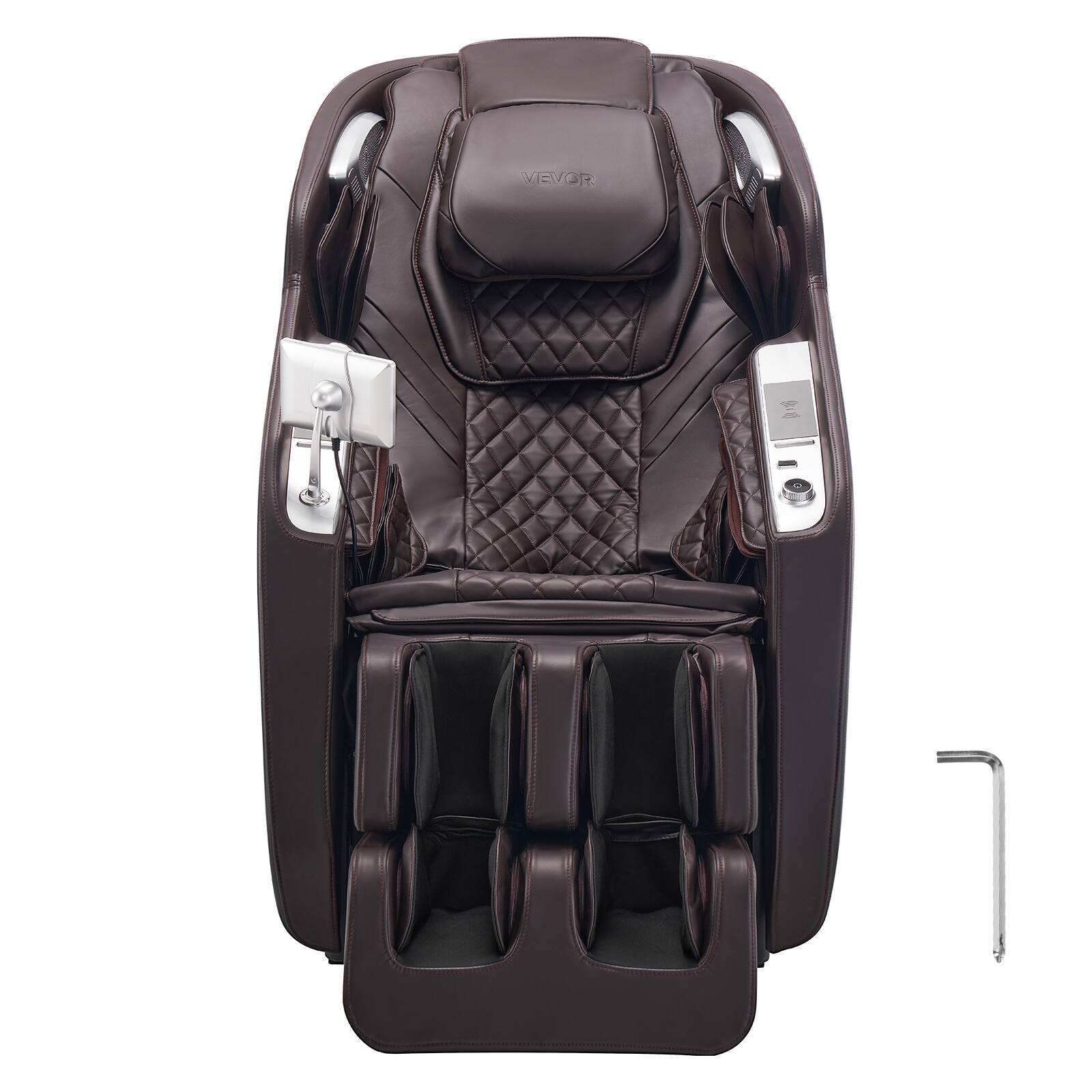 Alt View 5. VEVOR - Massage Chair,  4D Full Body Zero Gravity Recliner with SL Track, Yoga Stretch, AI Voice Control, Heat, Foot Roller - Black,Brown.