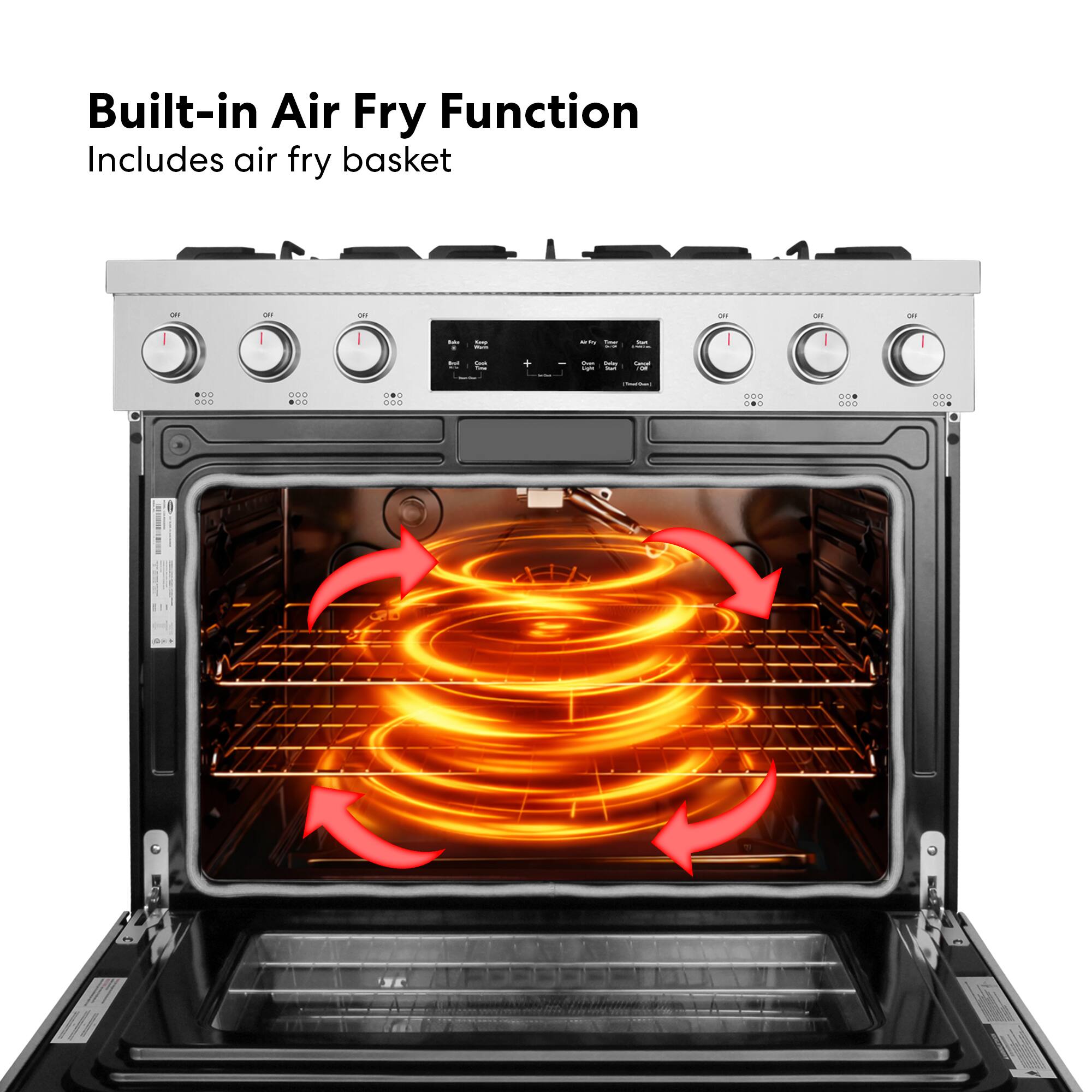 Built-in Air Fry Function  
Includes air fry basket