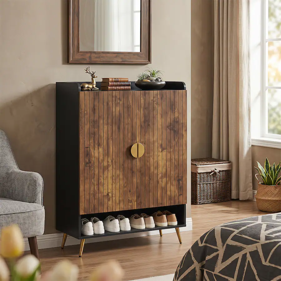 Costway 44" 7 Tier Tall Shoe Storage Cabinet with Doors, Adjustable ...