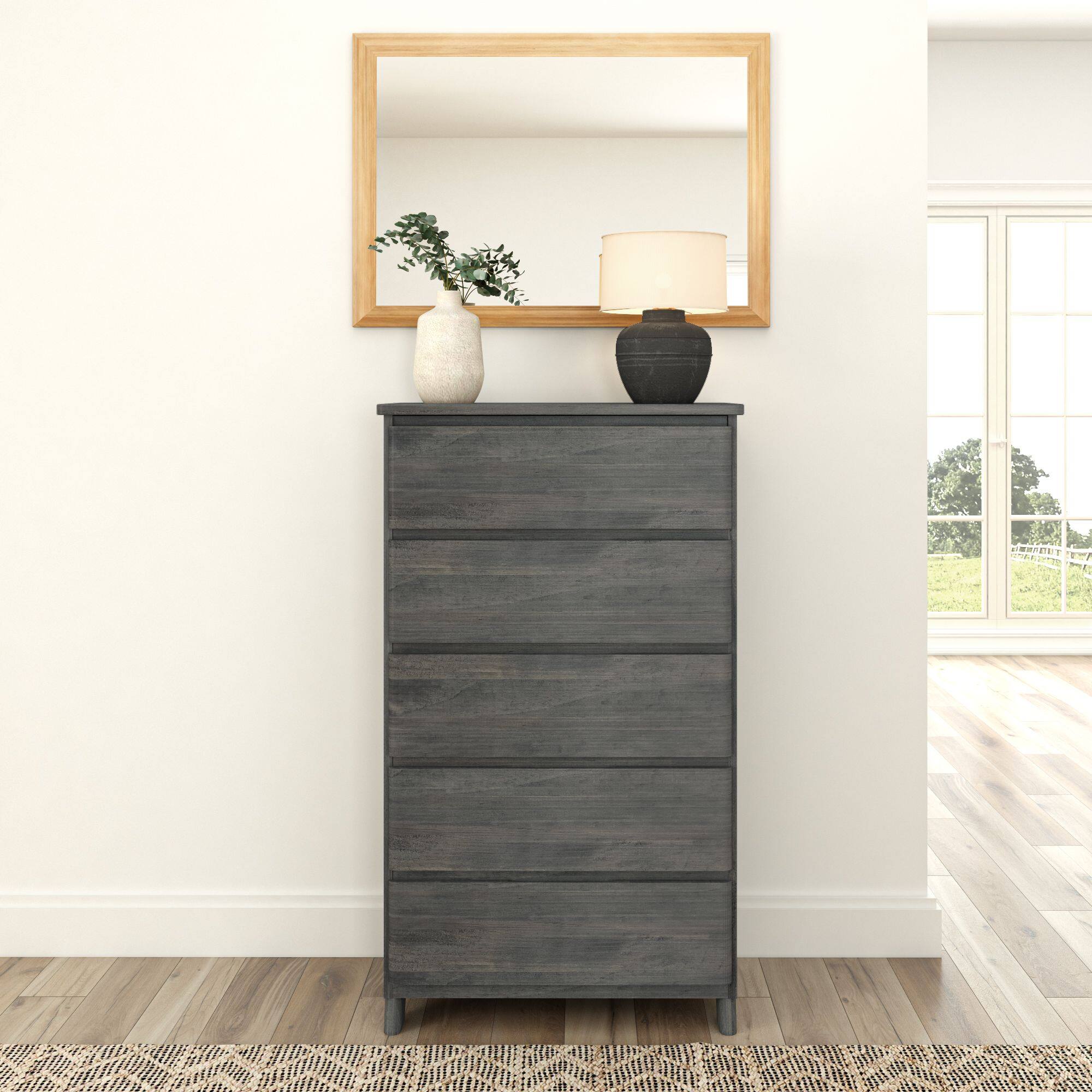 Alt View 1. Plank+Beam - Plank+Beam Modern Farmhouse 5 Drawer Dresser, Driftwood - Driftwood.