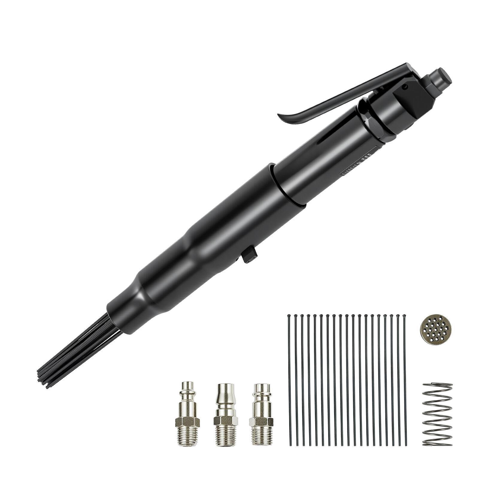 Front. VEVOR - Air Needle Scaler, 3400BPM Pneumatic Scaler for Rust Paint Removal - with 3-Speed Adjustment, 19 Hardened Needles - Black.