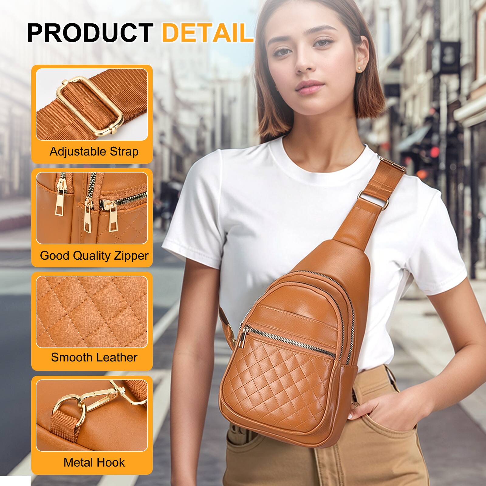 PRODUCT DETAIL

- Adjustable Strap
- Good Quality Zipper
- Smooth Leather
- Metal Hook