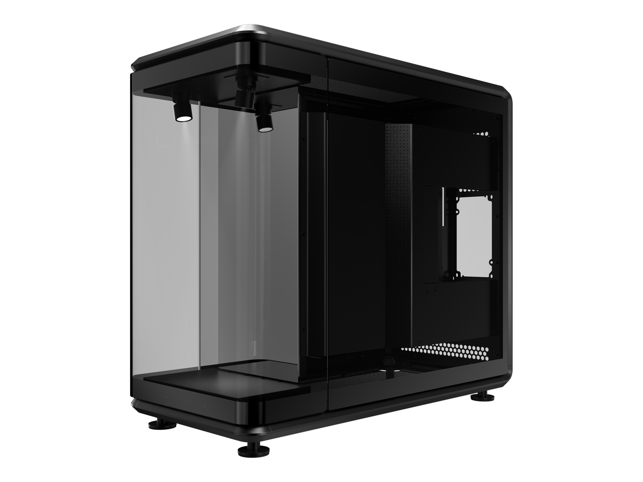 Alt View 1. Cooler Master - Cooler Master MasterFrame 360 Panorama ATX Case, 3-Side Glass, 430mm GPU, 360mm Radiator, PCIe 5.0, USB4-C - Black.