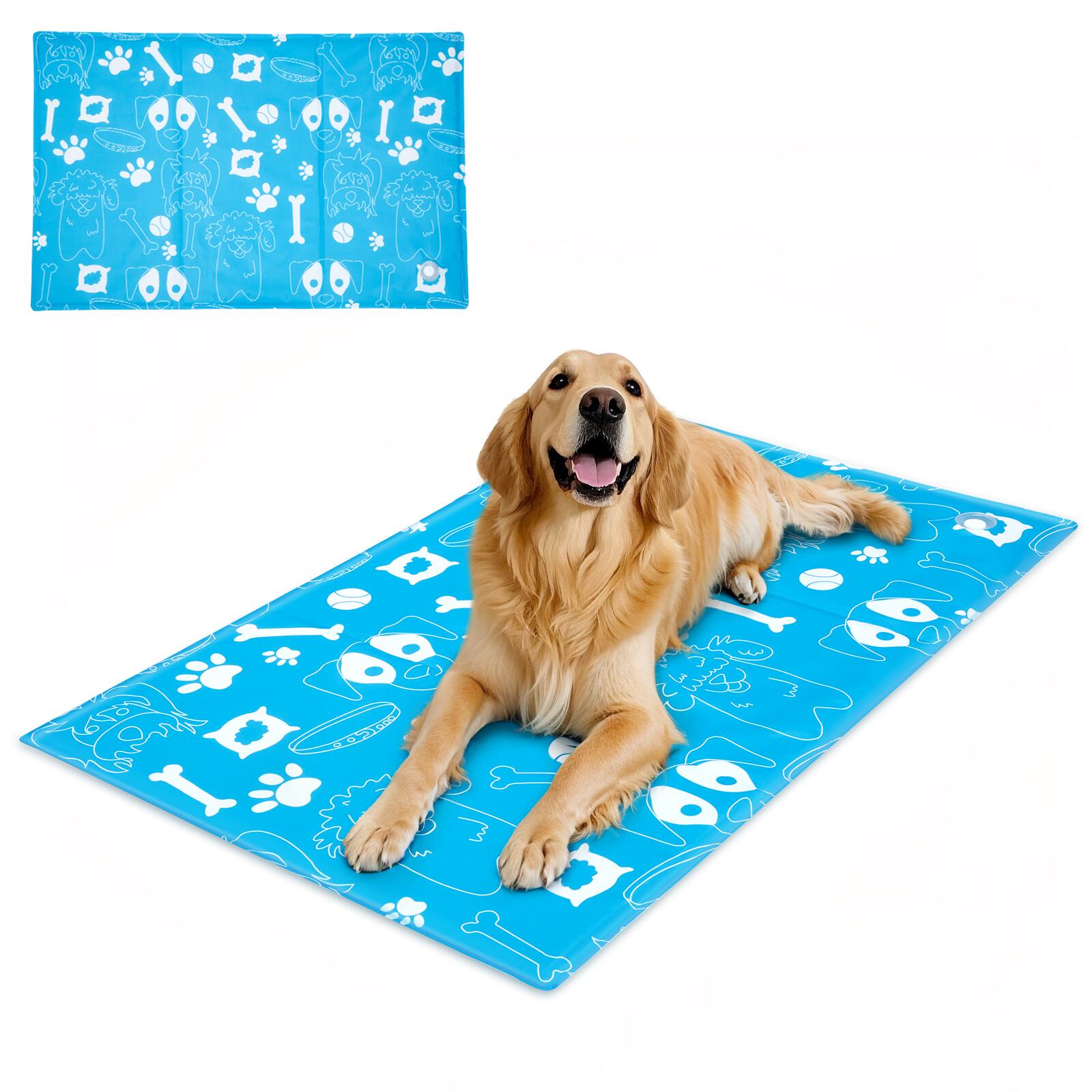 Front. Ownpets - Pet Cooling Mat Leak-proof Ice Pad for Dogs, Size XXL - Sky Blue.