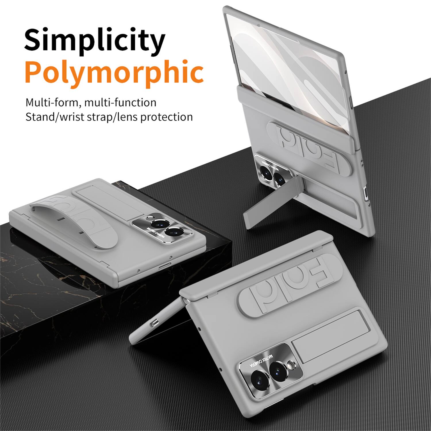 Simplicity Polymorphic  
Multi-form, multi-function  
Stand/wrist strap/lens protection