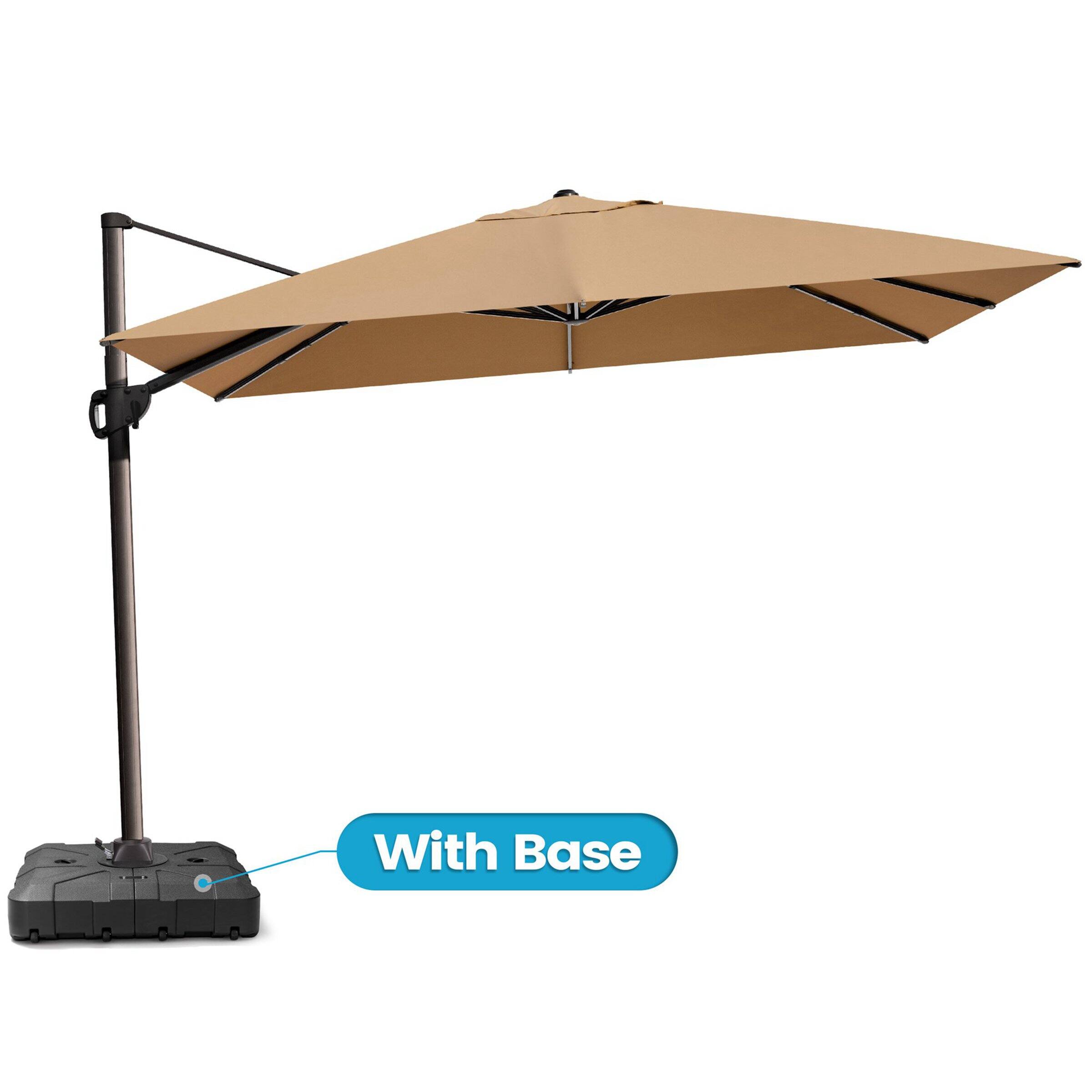 Crestlive Products - 9x12ft Aluminum Crank Cantilever Patio Umbrella with Base - Brown