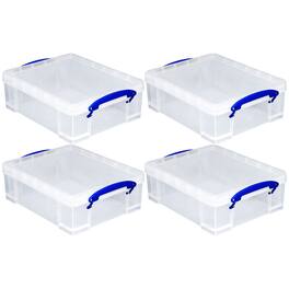 Really Useful Box - 8.1L Plastic Storage Container with Clip Lock Handle (4 Pack) - Clear