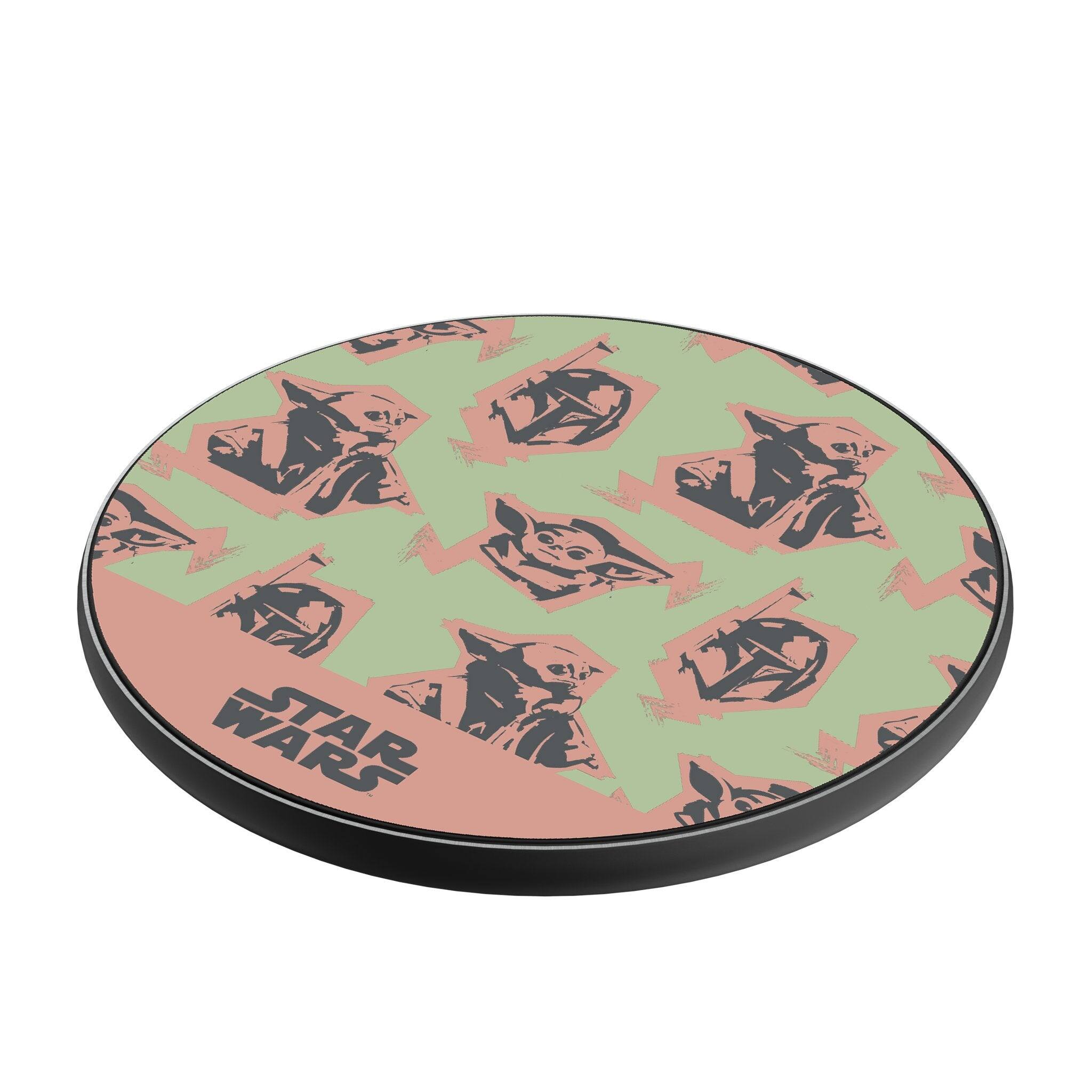 Angle. Keyscaper - Star Wars: The Mandalorian Pattern 15-Watt Wireless Charger - Grogu.