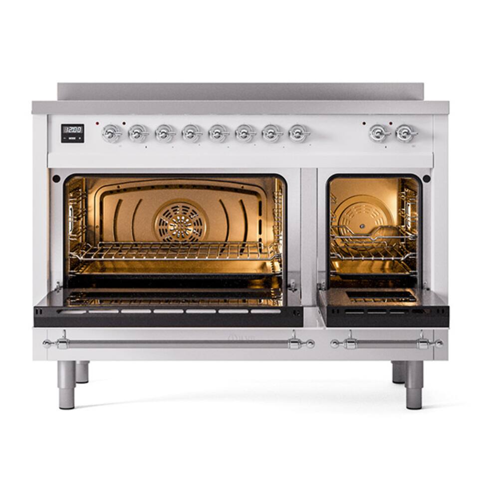 Alt View 1. ILVE - ILVE Nostalgie II 48 inch Induction Range with 6 Induction Elements (White) - White.