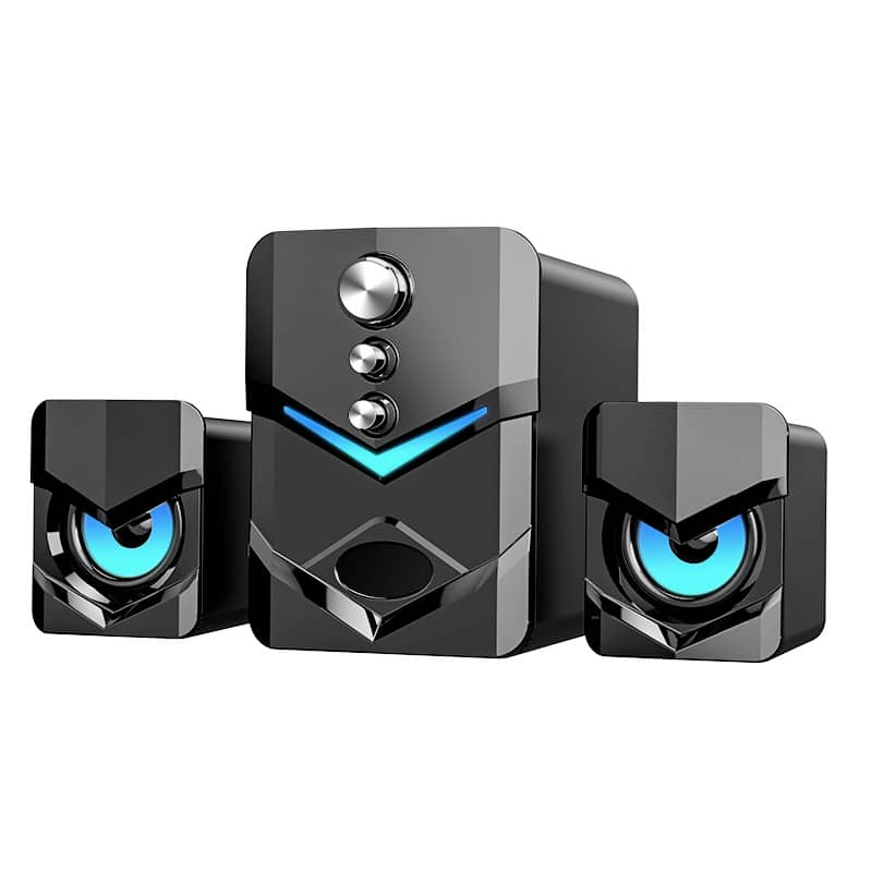 Cluzine - 361° Surround Soundbar Computer Speaker with RGB Knob, Wired for PC & Laptop - 1