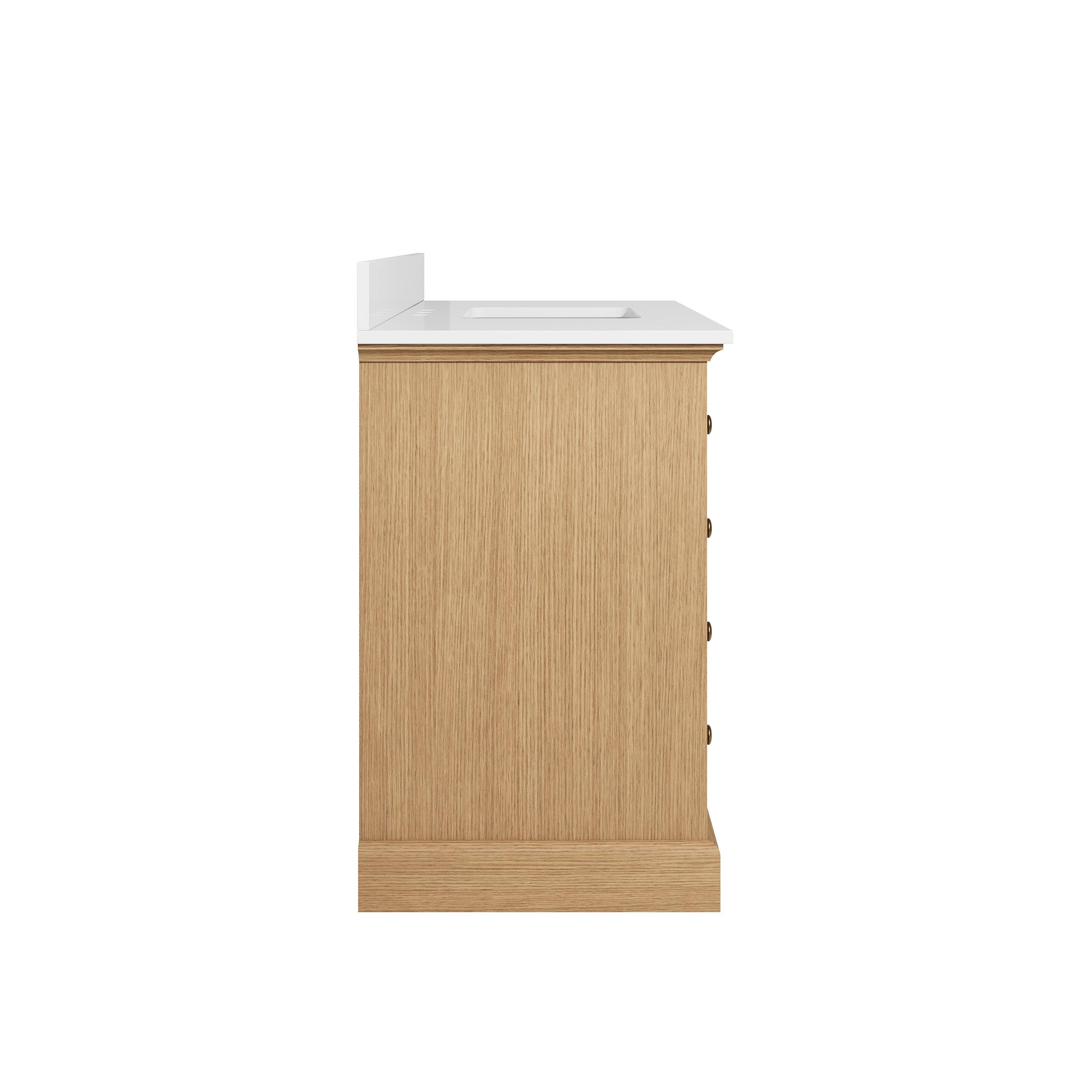 Alt View 10. WELLFOR - LVD 48 in. Solid Wood Single Sink Freestanding Bath Vanity with Culutered Marble Top, Assembled - OAK.