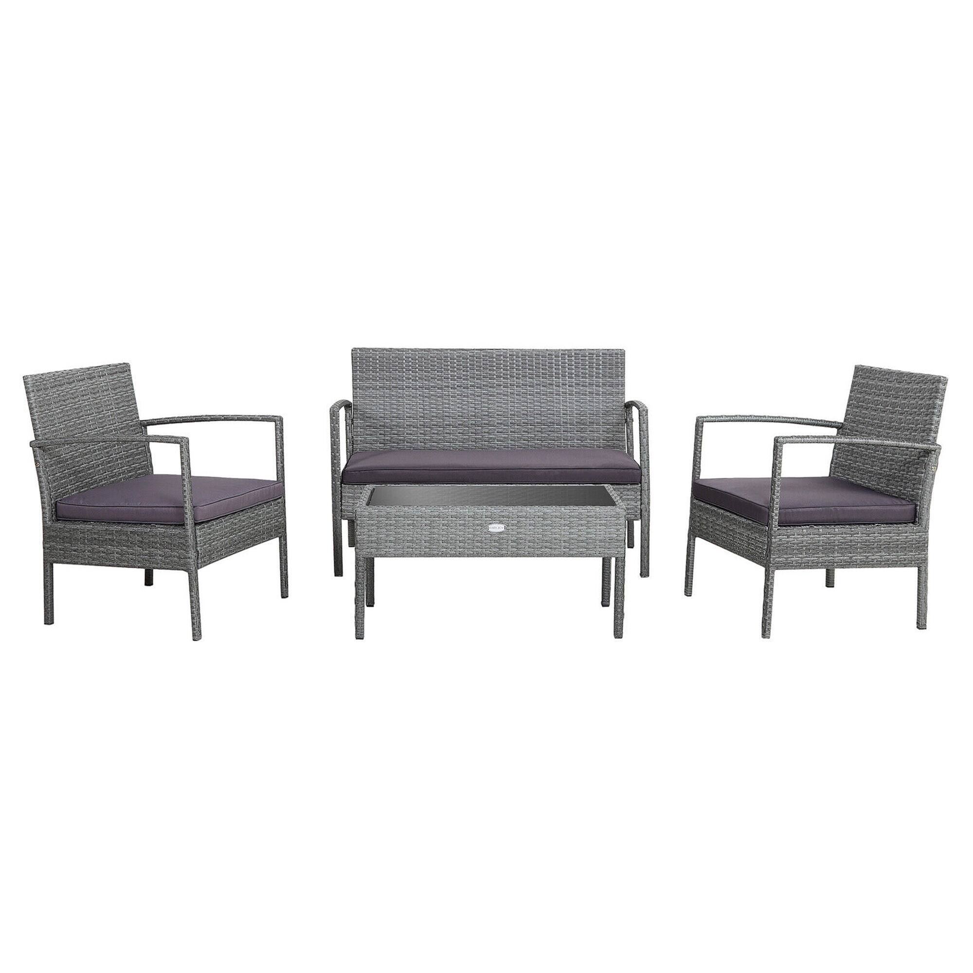 Alt View 5. Gymax - Gymax 4PCS Rattan Patio Furniture Set Outdoor Wicker Conversation Set w/ Cushions - Grey.