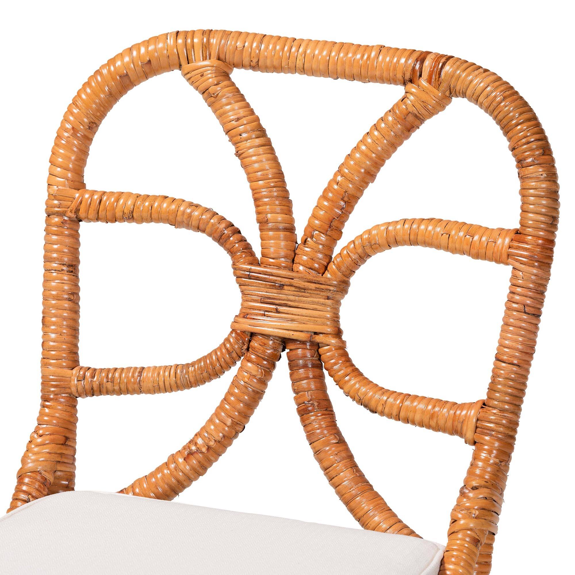 Alt View 1. bali & pari - Alondra Natural Rattan Dining Chair - Handwoven Wicker Side Chair with Removable Cushion, Coastal Boho - Light Honey.