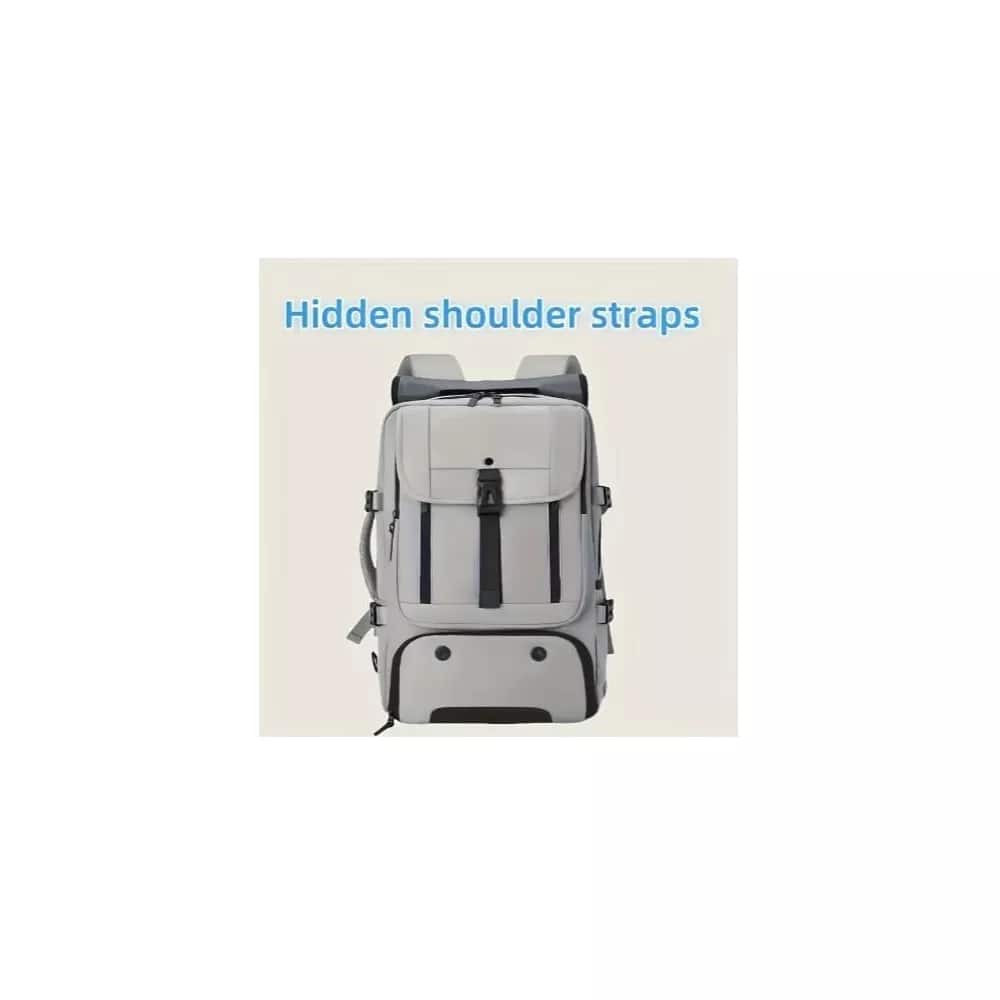 Wikistore - Anti-Theft Laptop Backpack with Shoe Compartment Convertible Business Hiking Bag Grey - Gray