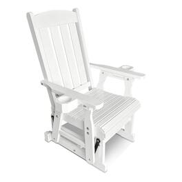 Fortune Candy - Wooden Patio Glider with High Back and Deep Contoured Seat, Solid Fir Wood, Heavy Duty 600 LBS for Porch Yard Garden - White