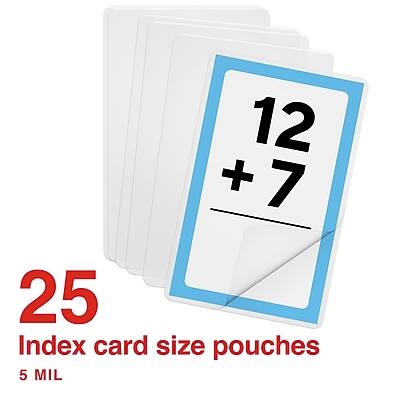 12 + 7  
25 Index card size pouches  
5 MIL