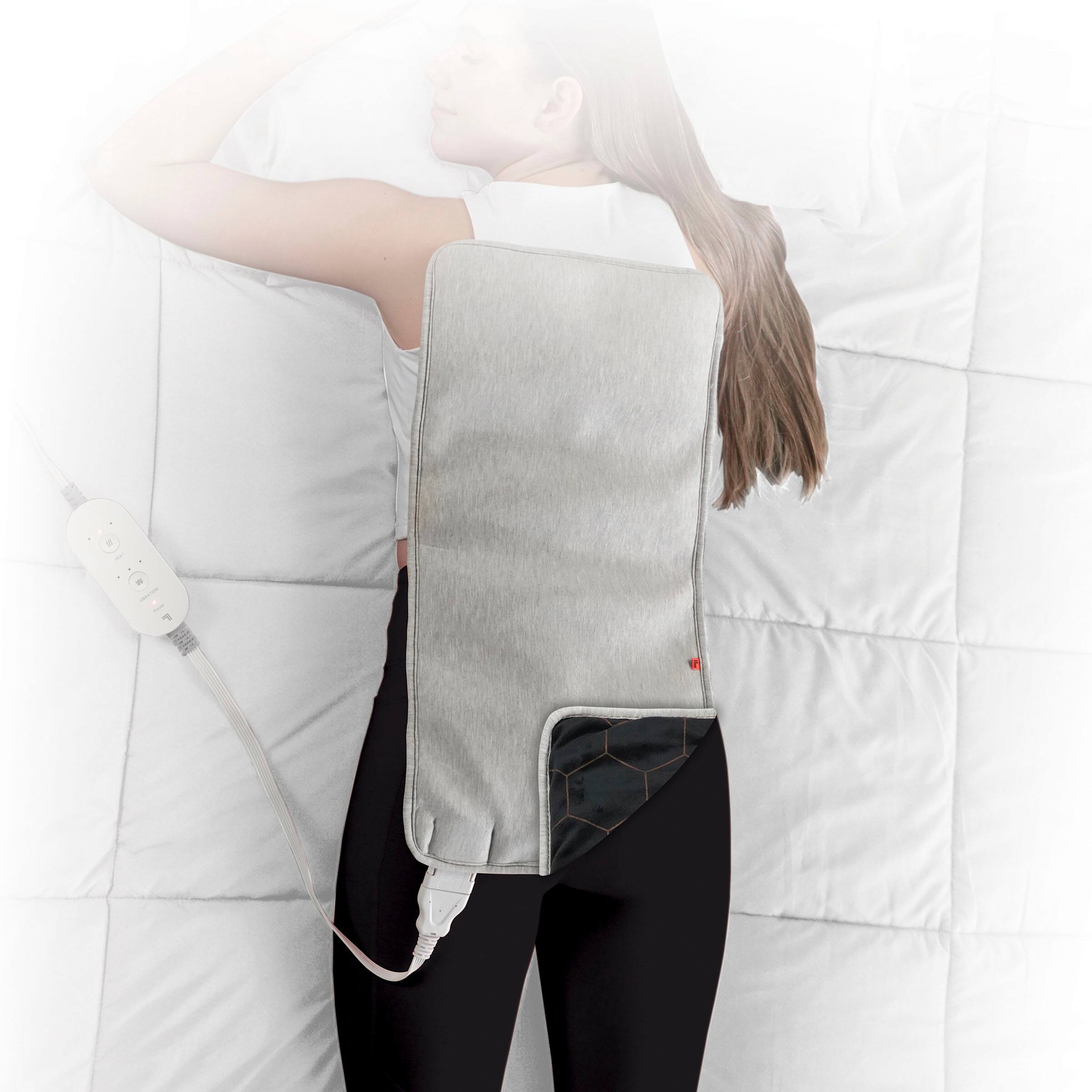 Left. Calming Heat - Charcoal + Copper Infused Weighted Heating Pad - Gray.
